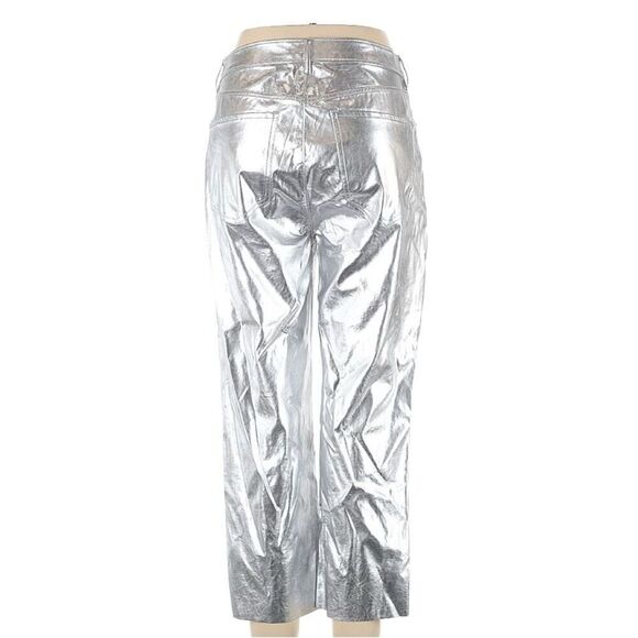 Express Silver Straight Leg Ultra High Rise Pants Sz 8 - Picture 5 of 7